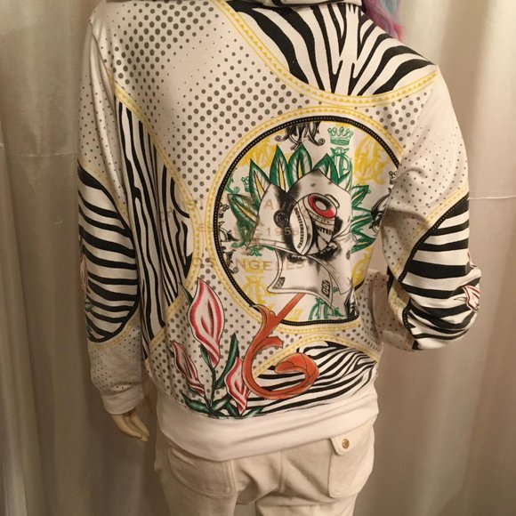 RARE FIND!! vintage y2k christian Audigier hoodie with satin hood! - Picture 9 of 17
